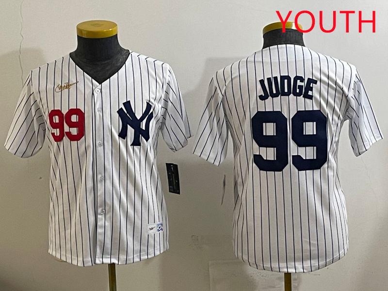 Youth New York Yankees #99 Judge White 2025 Nike MLB jersey style 42->youth mlb jersey->Youth Jersey